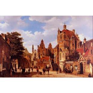 Olieverf schilderij Oud Amsterdam foto 1