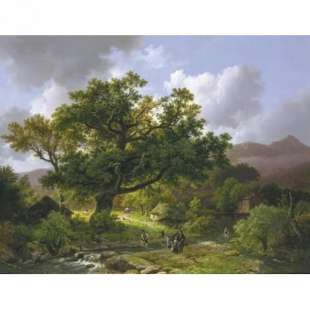 Olieverf schilderij Rivierlandschap foto 1