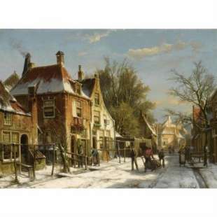 Olieverf schilderij Stadsgezicht foto 1