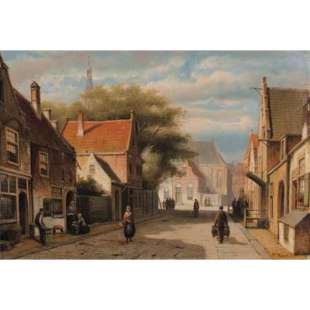 Olieverf schilderij straatgezicht foto 1
