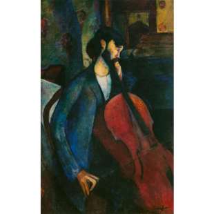 Olieverf schilderij De Cellist foto 1