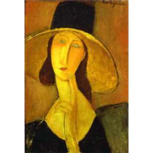 Schilderij Jeanne met grote hoed foto 1