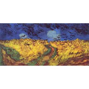 Kopieschilderij Korenveld met kraaien foto 1