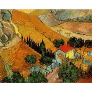 Schilderij Landscape with house and horse in the background foto 1