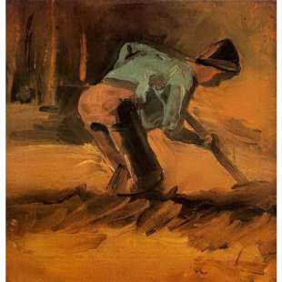 Schilderij Man digging foto 1