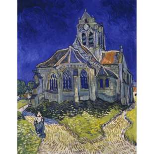 Olieverfschilderij de kerk van Auvers foto 2