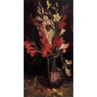 Schilderij Vase with Red Gladioli foto 1