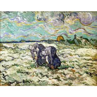 Schilderij Two Peasant Women Digging Field with Snow foto 1
