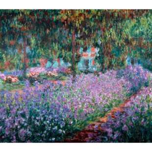 Schilderij IRIS blooming in Monet