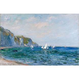 Schilderij Reproductie Cliffs And Sailboats At Pourville foto 1