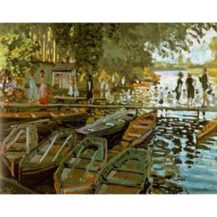 Schilderij La Grenouillère: badhuisjes, bootverhuur en ponton foto 1