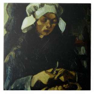 Schilderij Peasant of Neuen, Peeling Potatoes foto 1