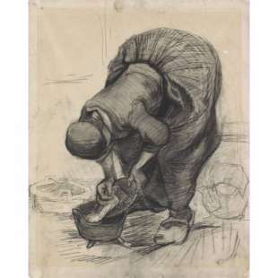 Schilderij Peasant Woman Cleaning foto 2