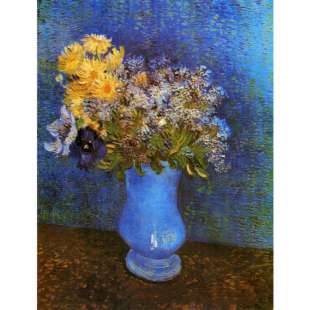 Schilderij Vase with Lilacs, Daisies and Anemone foto 1