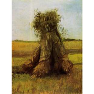Schilderij Sheaves of Wheat in a Field foto 1
