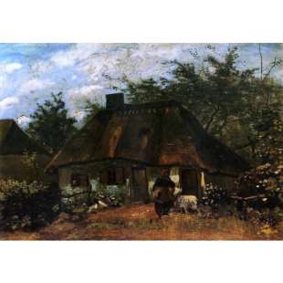 Schilderij The Cottage and Woman with Goat foto 1