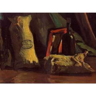 Schilderij Still Life with Two Sacks and a Bottle foto 1