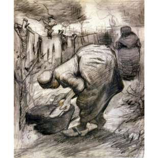 Reproductie schilderij Boerin bij de wasbak Van Gogh foto 1