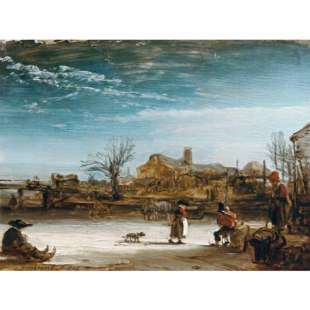 Schilderij Winterlandschap foto 1