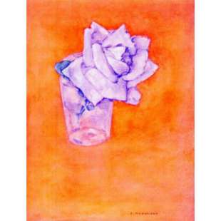Schilderijen White rose in a glass foto 1