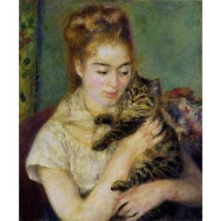 Schilderijen Woman with a Cat foto 1