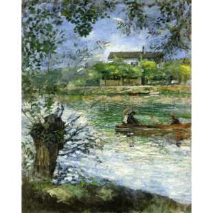 Schilderijen Willows and Figures in a Boat foto 2