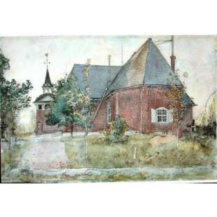 Schilderij Old sundborn church from home foto 1