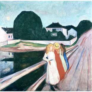 Schilderij Four Girls on a Bridge foto 1