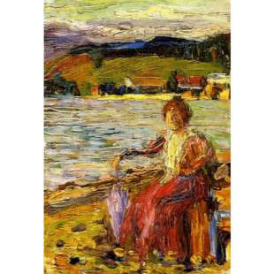 Schilderij Lady Seated by a Lakeside foto 1