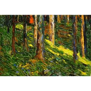 Schilderij Forest Landscape with Red Figure foto 1