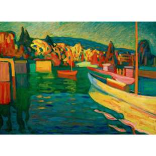 Schilderij Herbstlandschaft mit Booten foto 1