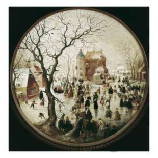 Schilderij A Winter Scene with Skaters Near a Castle foto 1