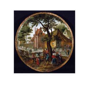 Schilderij Peasants Dancing Round a Tree in a Village Street foto 1