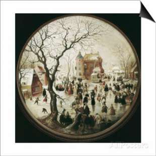 Schilderij A Winter Scene with Skaters Near a Castle foto 1