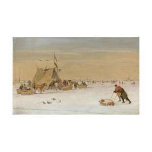 Schilderij A Winter Landscape with Figures on the Ice by a Koek-En-Zopie Tent foto 1