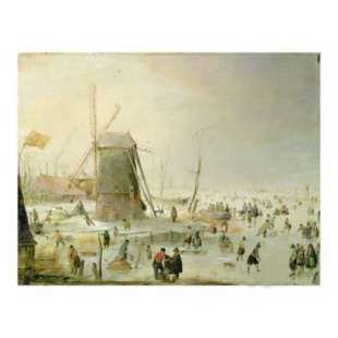 Schilderij A Winter Scene with Skaters by a Windmill foto 1
