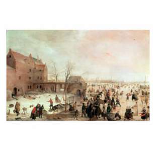 Schilderij A Scene on the Ice Near a Town foto 1