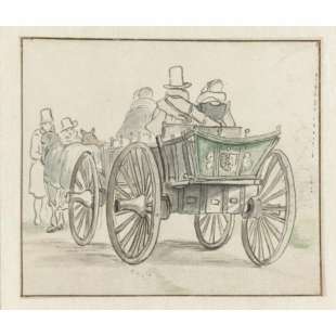 Schilderij Couple Enjoying the Ride of Cart foto 1
