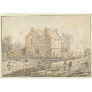 Schilderij Country House with Sower in the field foto 1