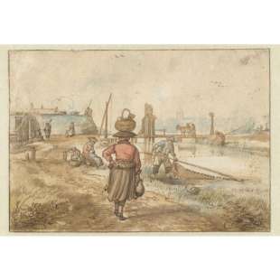Schilderij Woman with Basket on the head Passing Through Streets foto 1