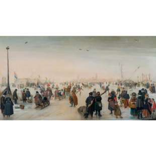 Schilderij Skaters and Tents along the Ice foto 1