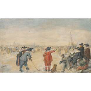 Schilderij Winter Games on the Frozen River Ijssel foto 1